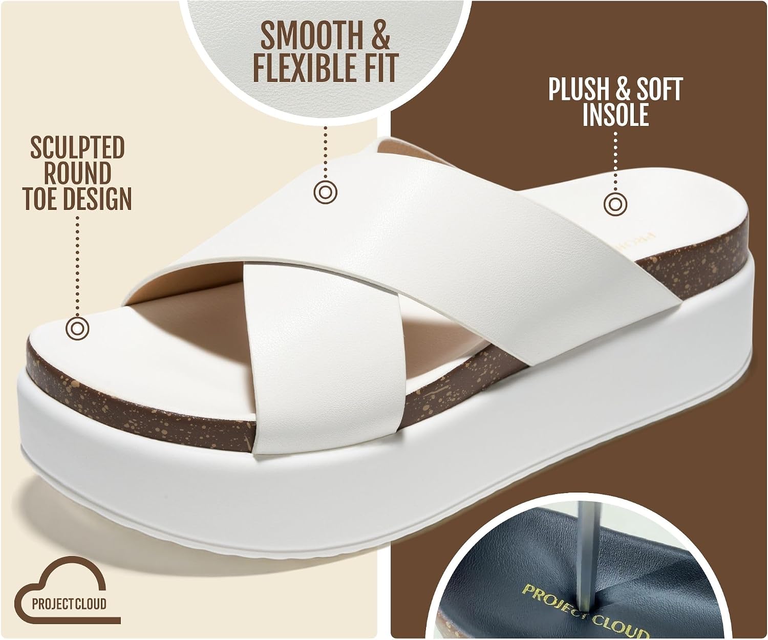 Project Cloud Platform Sandals Women - Wedge Sandals for Women 2026 (Silly) image 2