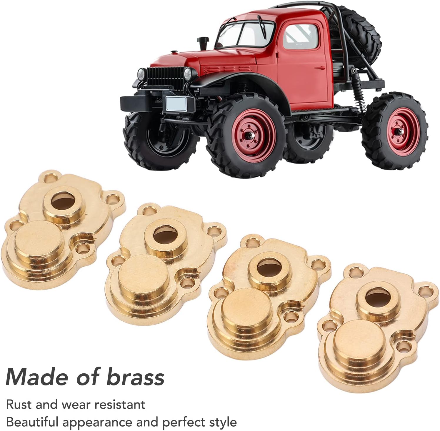 Alomejor 4Pcs RC Brass Steering Knuckle Cover Portal Cover RC Axle Gear Cover for FMS 124 FCX24 RC Crawler (Gold)