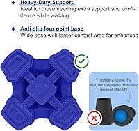 Vista 2 de supregear Puntas de bastón, repuesto de base cuádruple autónoma para caminar y plegar, almohadillas de goma resistentes de 4 puntas para bastones