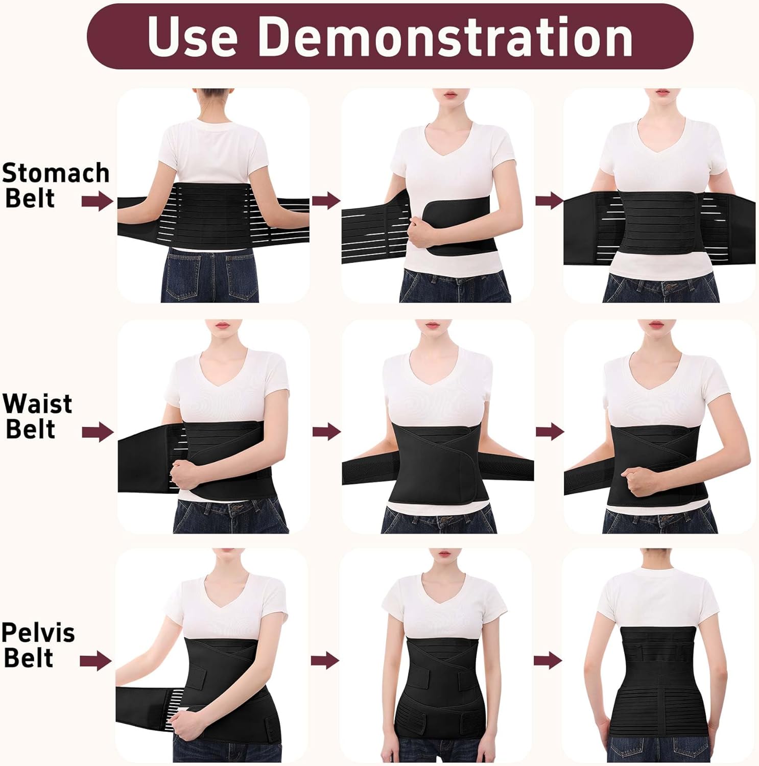 3 in 1 Postpartum Belly Band Abdominal Binder Surgery C Section Recovery Stomach Wrap for Women Pregnancy After Birth