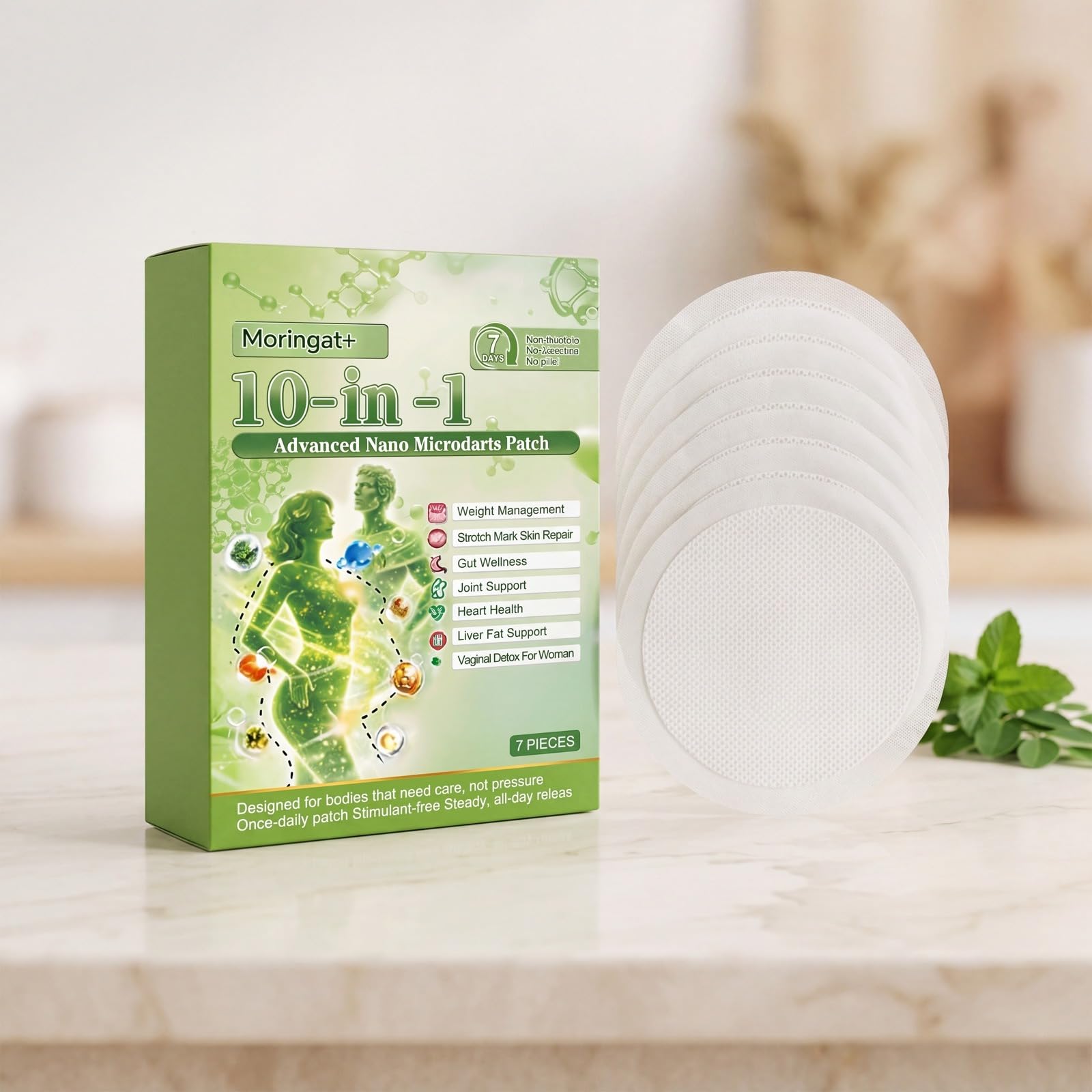 10 en 1 Moringa Slimming Parches, Nano Microneedle Body Patch