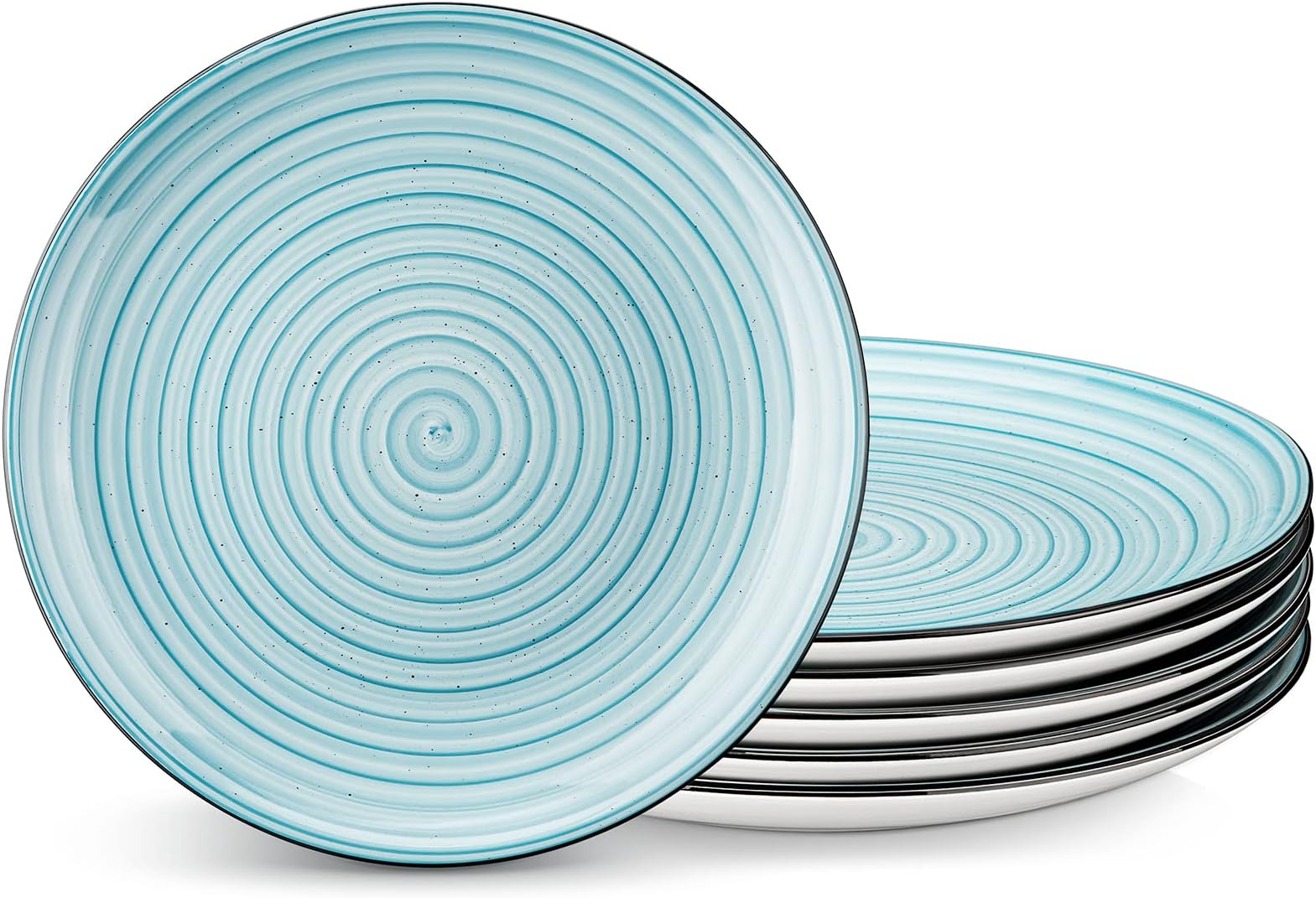 vancasso BONBON Dinner Plates Set of 6, 10.5 inch Scratch Resistant Ceramic Dinnerware Set, Dishwasher and Microwave Safe, Dessert Plates, Pasta Plates, Salad Plates, for Main Course, Blue