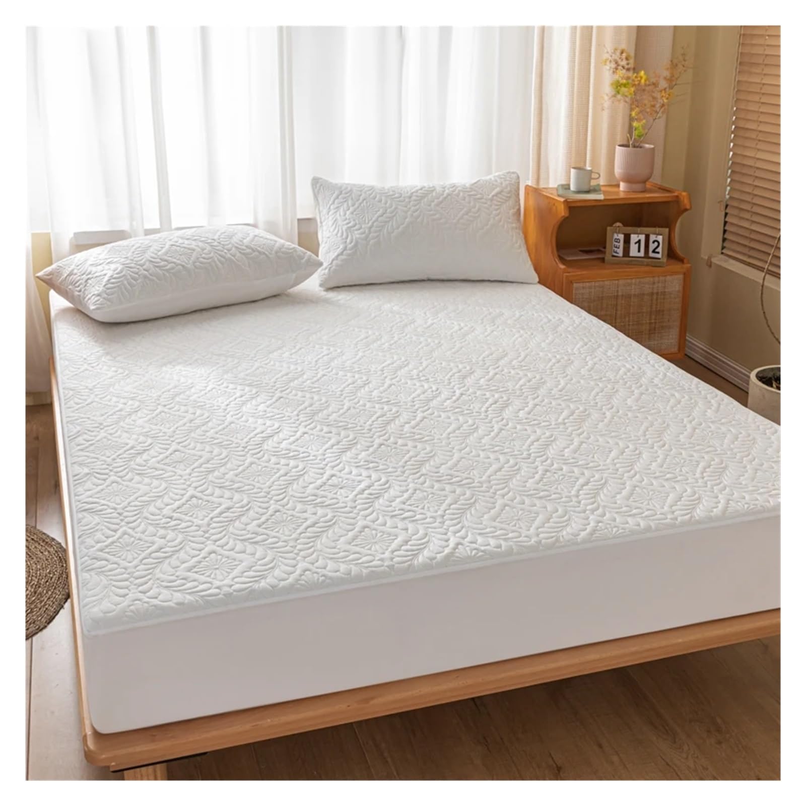 Housse de Matelas matelassée imperméable: Dessus en Coton, Rembourrage Fibres, Couche imperméable pour Les Chambres et Les hôtels(JCjmfscl10,180x200cm(71x79 in))