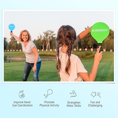 Miniatura 5 de EVERICH TOY Juego de pelotas de remo  Juego de raqueta para interiores y exteriores para niños, adolescentes y adultos, juegos de bádminton y