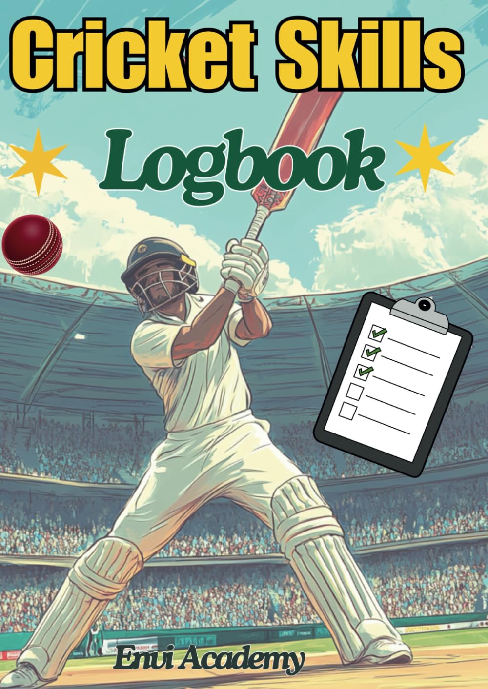 Cricket Skills Logbook: Training Journal for Batters, Bowlers, Fielders and Wicketkeepers to Improve Skills, Catching, Spin and Pace Bowling and Shot Selection