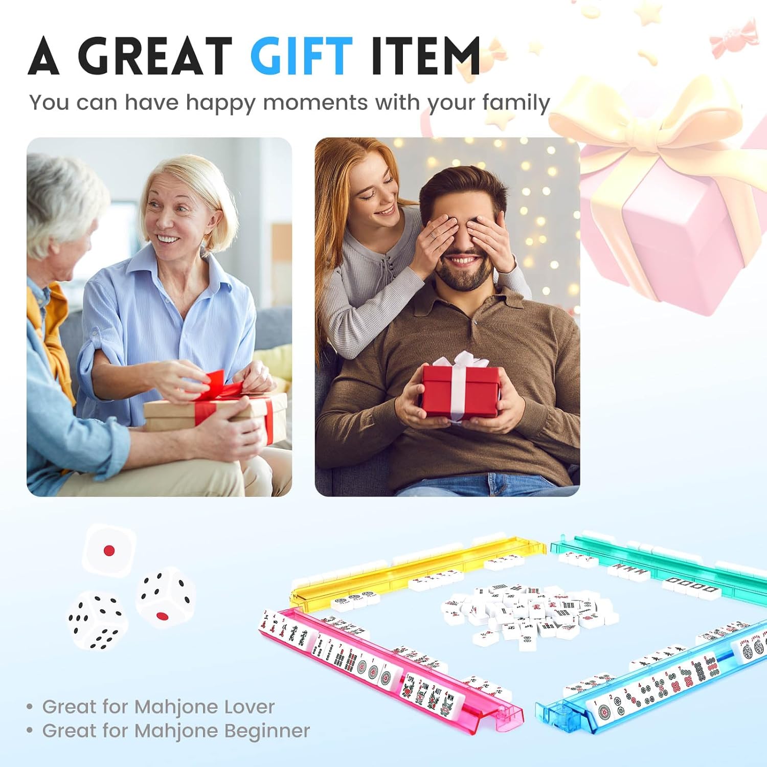 Clear Mahjong Racks with Pushers,4 Colors Acrylic American Majiang Tile Racks,Imports Modern Mahjong Racks with Built-in Pushers- Set of 4