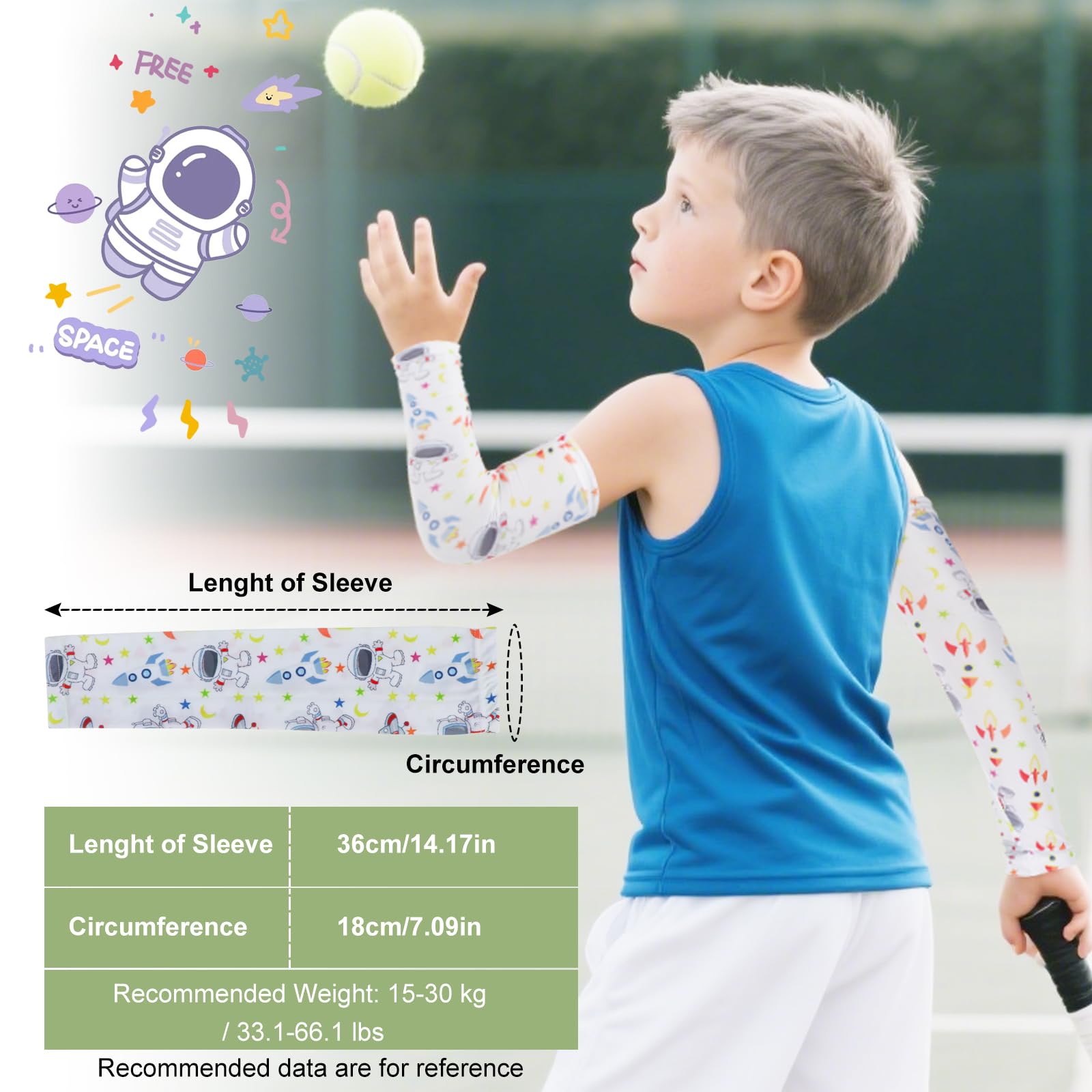 Mangas transpirables para niños y niñas para baloncesto, fútbol, béisbol, voleibol