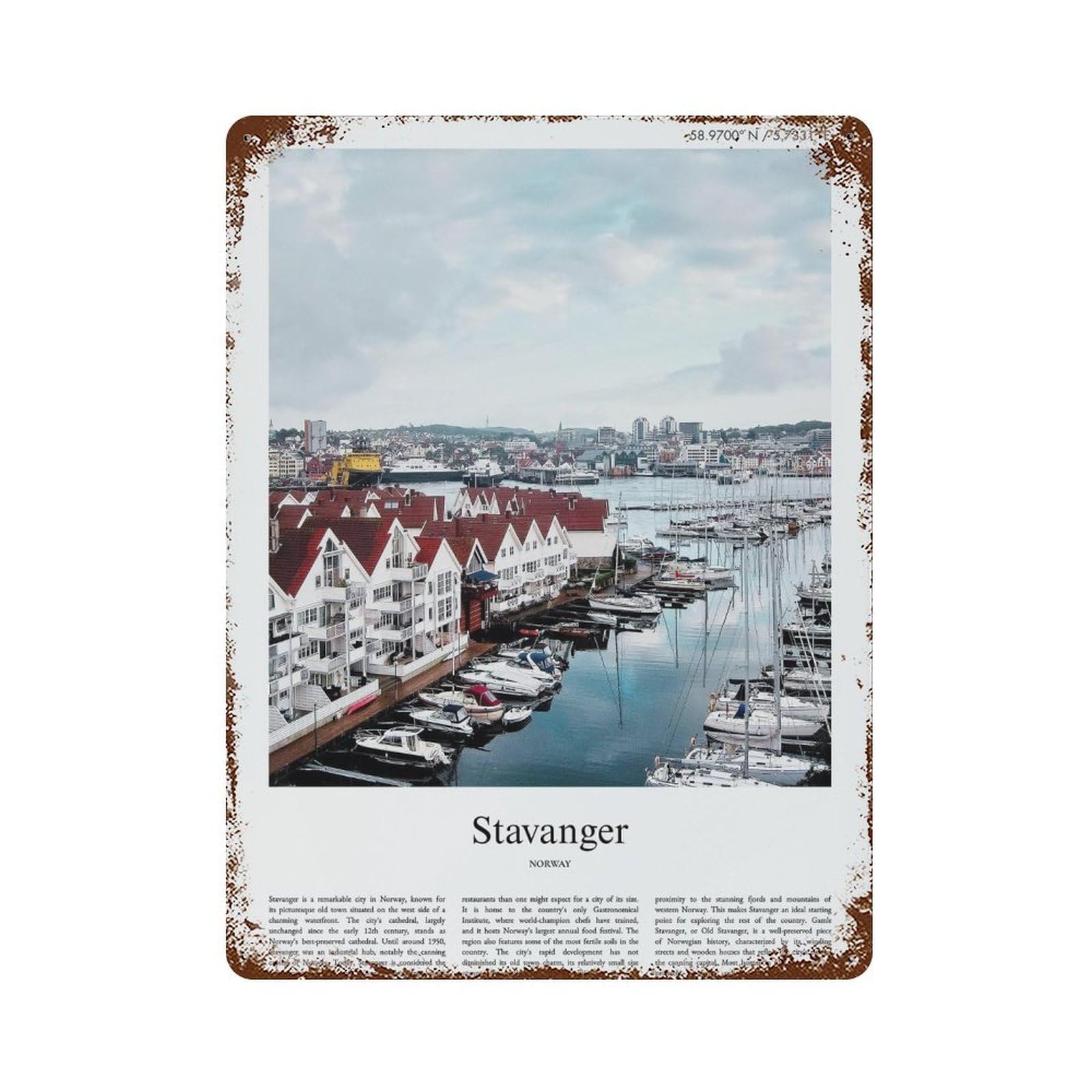 xiaoxiaoshen Stavanger Norway City Scenery Wall Decor Art Metal Tin Poster Modern Home Decor Art Home Bar Shop Decorations Vintage Sign 40x30cm