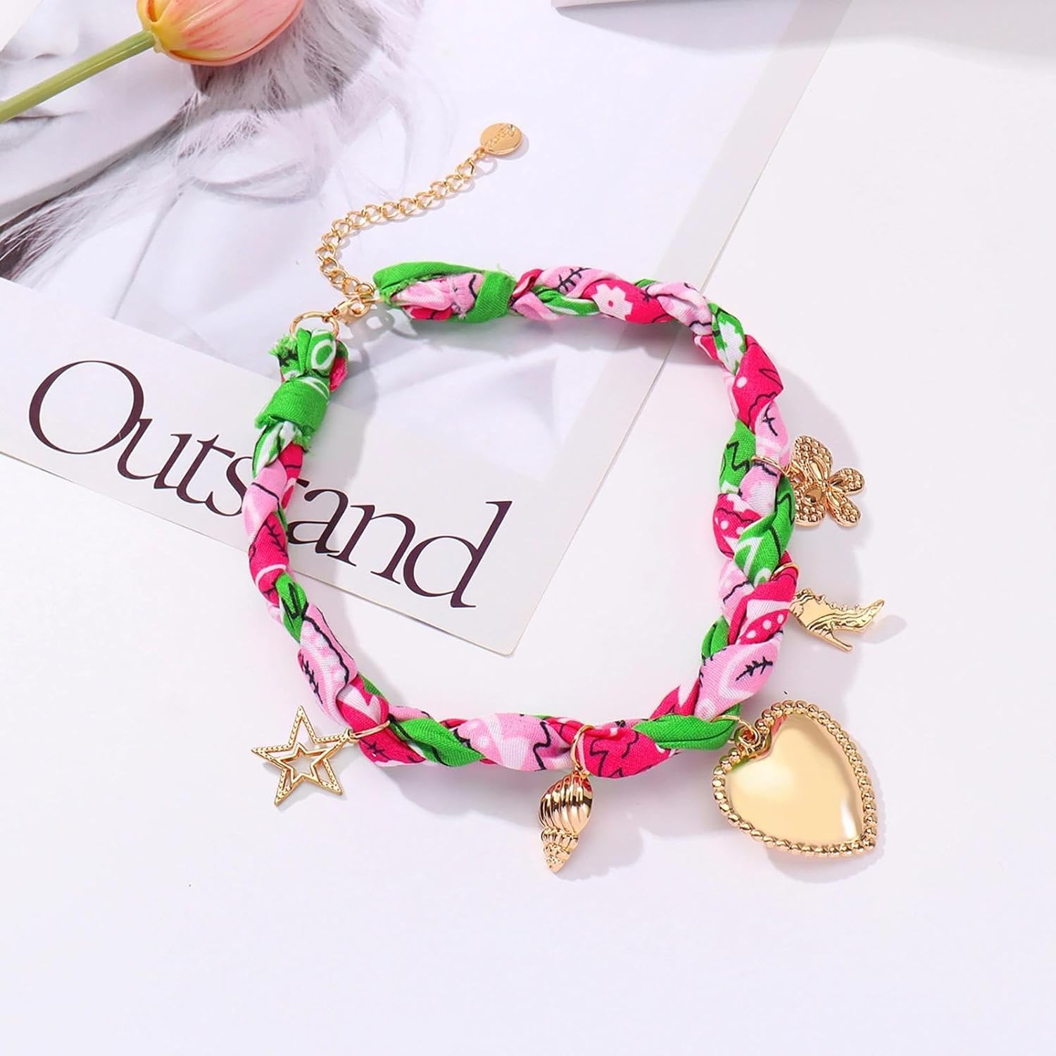 Coiris Scarf Necklace for Women Bandana Charm Western Heart Pendant Boho Summer Beach Necklace Jewelry for Women - Image 5