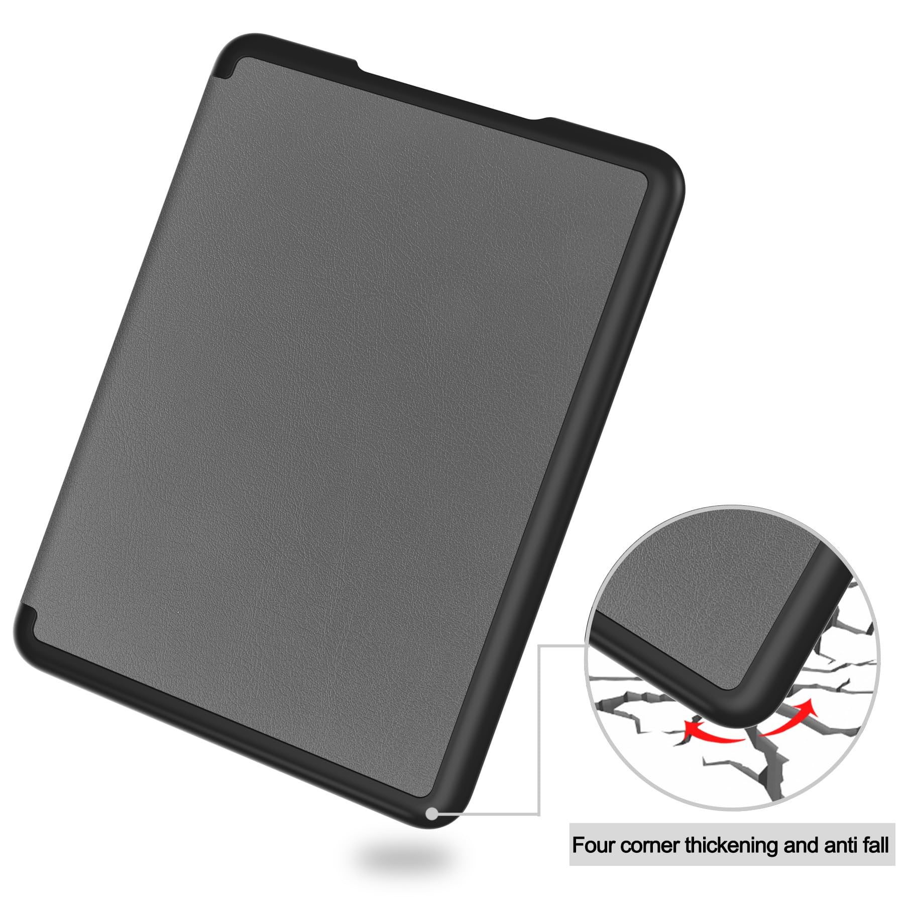 Housse de protection pour tablette Compatible avec Kindle Paperwhite (12e génération, 2024) 7" Étui Compatible with tablette intelligente à trois volets, étui de protection léger, coque arrière rigide