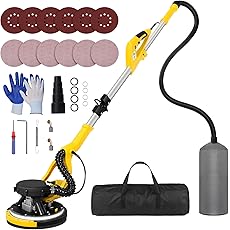 750W Electric Drywall Sander with 12 Discs, Variable Speed, LED Light, Long Hose, Bag - YATTICH YT-916