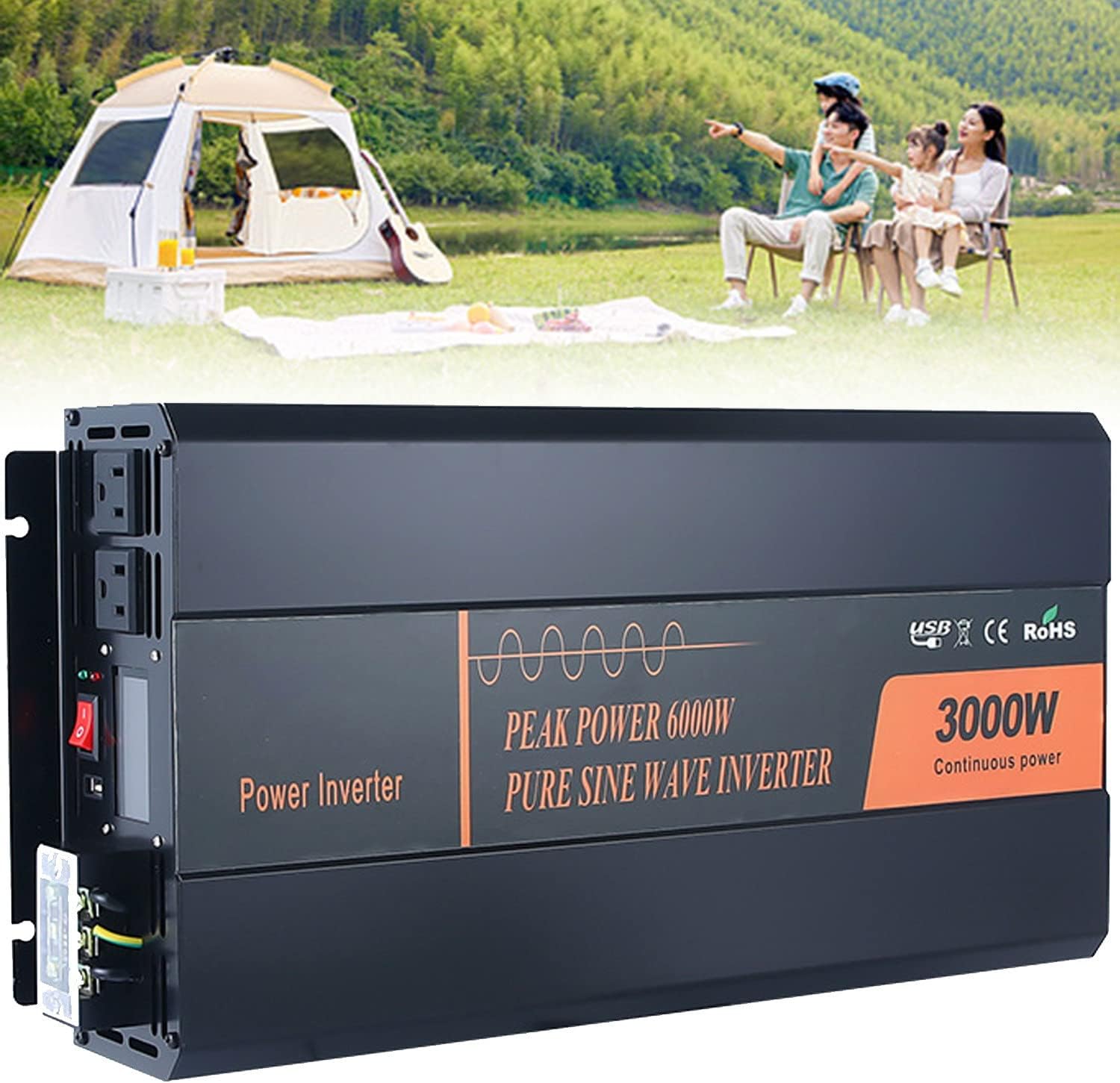 3000W Reiner Sinus Wechselrichter 12V/24V/48V/60V Auf 220V - Camping & LKW