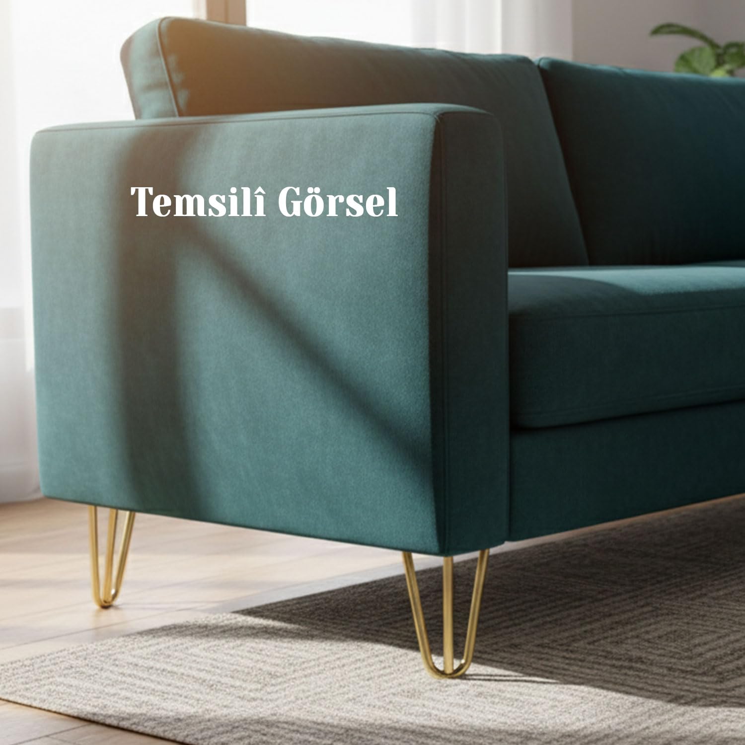 Martı 15 cm Gold Altın Metal Mobilya Ayak Ayağı Üçgen Modern Tasarım Koltuk Sehpa Masa TV Ünitesi