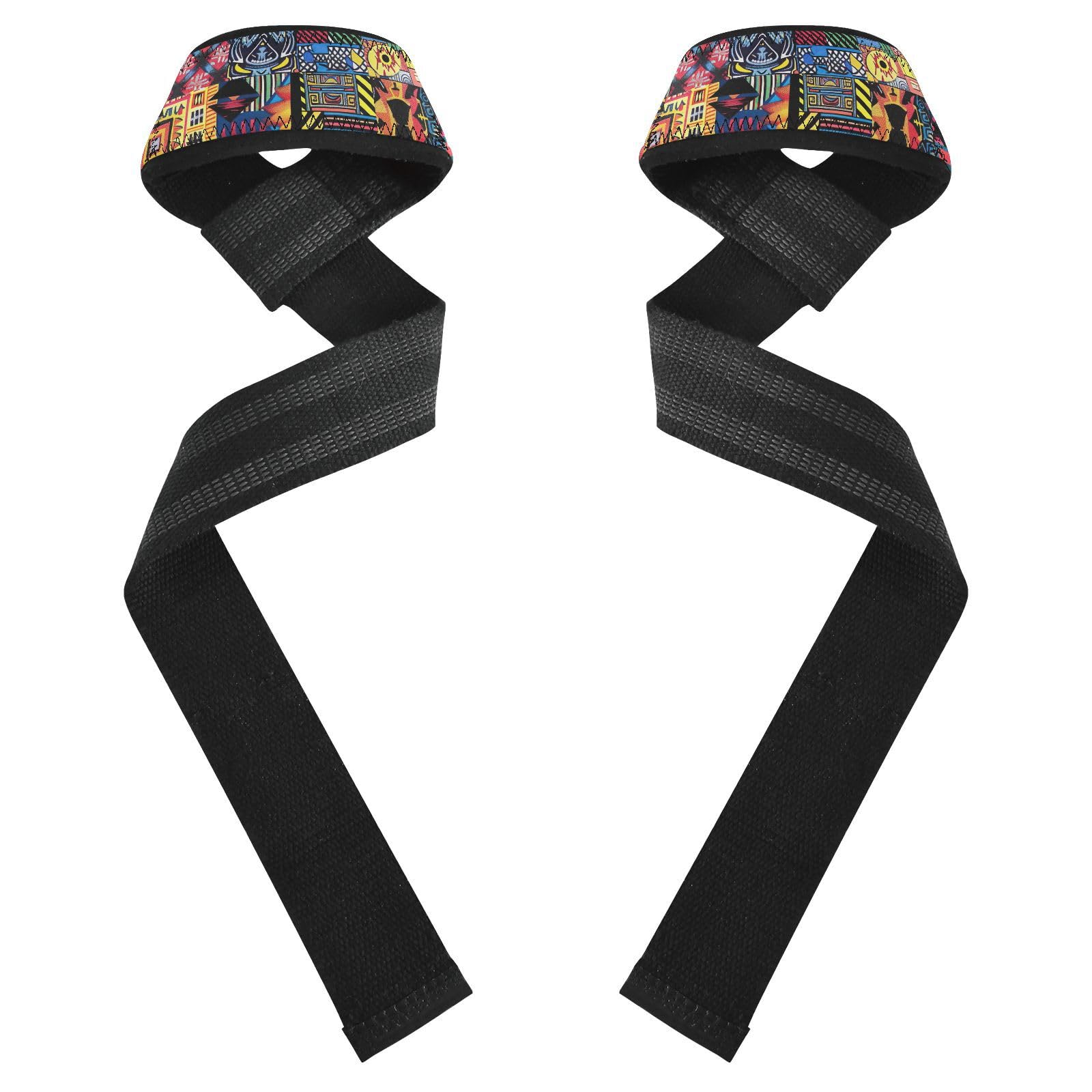 Nander Tribal Aztec Print Wrist Straps for Weightlifting,Lifting Straps with Neoprene Cushioned Wrist Padded and Anti-Skid Silicone for Strength Training,Bodybuilding,Deadlifting