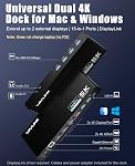 WAVLINK Universal Docking Station with DisplayLink, Dual 4K@60Hz Laptop Dock for macOS & Windows, USB-A/C Dock, 2HDMI+2DP, USB 3.0, Ethernet & Audio – Ideal For Home & Office Multi-Screen Productivity