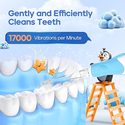 Vista 3 de SEAGO Cepillos de dientes eléctricos para bebés de 0 a 3 años, cepillo de dientes para bebé con temporizador inteligente y base de succión, 4