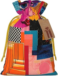 Hekroxu Gift Bag Reusable Wrapping Bag For Holiday Party,Modern Collage (3)