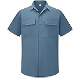 linlon Safari Shirt Men Short Sleeve UPF 50 UV Sun Protection Quick Dry Hiking Fishing Shirts