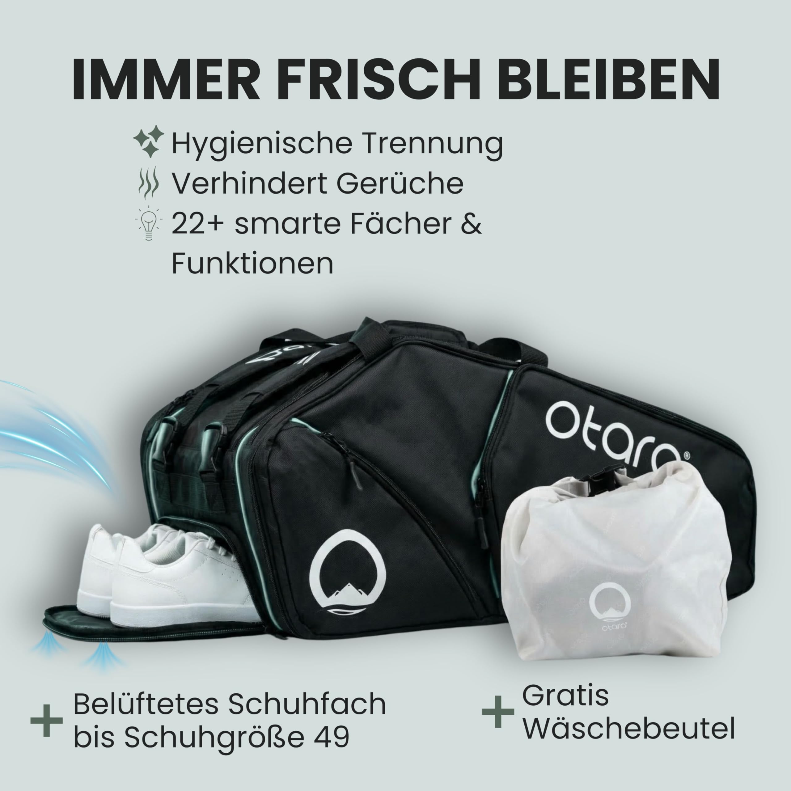 Otaro Tennistasche 82L | Tennisschläger Tasche für 4 Schläger mit Thermofach, Schuhfach & Kühlfach | 3-in-1 Tragesystem | Laptopfach & viele Fächer | Wasserabweisende Tennis Tasche