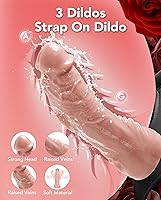 Vista 2 de UTIMI Correa de sexo de amarrar con consolador de silicona juguetes sexuales para masturbación femenina y lesbiana, lubricante incluido