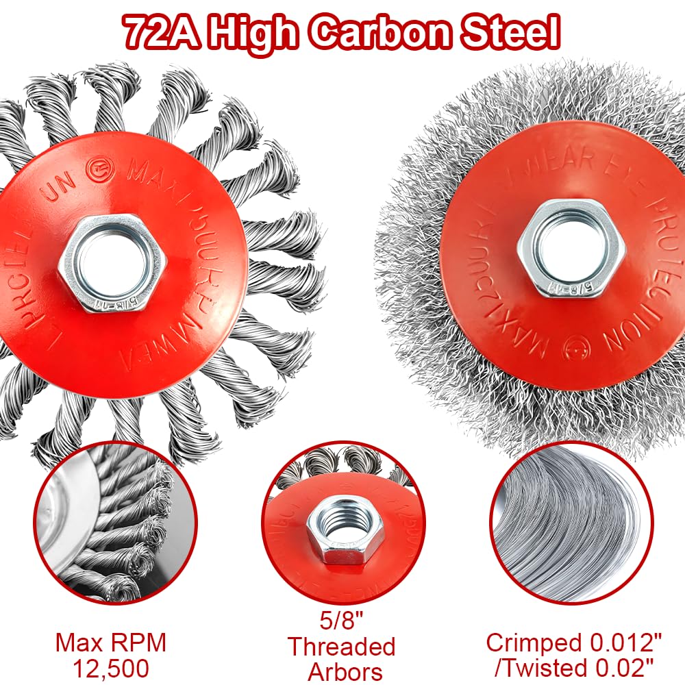 Wire Wheel Brushes for Angle Grinder - 7 Pack -3