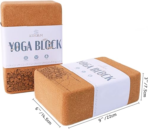 Miniatura 4 de Cork Yoga Blocks, High Density Anti-slip Surface, 9'x6'x3' (2 pack1 pack) For Yoga, Pilates, Meditation, Stretching, General Fitness