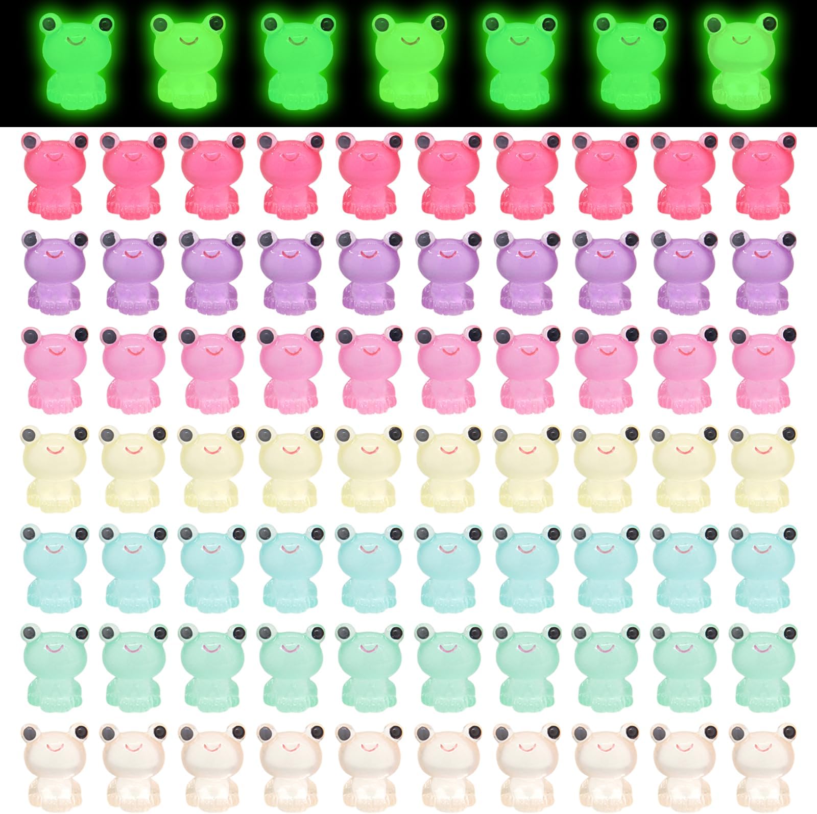 70 Pcs Mini Frog Night Glow Resin Mini Frogs Glow in The Dark Mini Statues Frogs, Micro Jade Landscape Garden Potted Decoration Outdoor Yard Lawn Courtyard Decorative Items