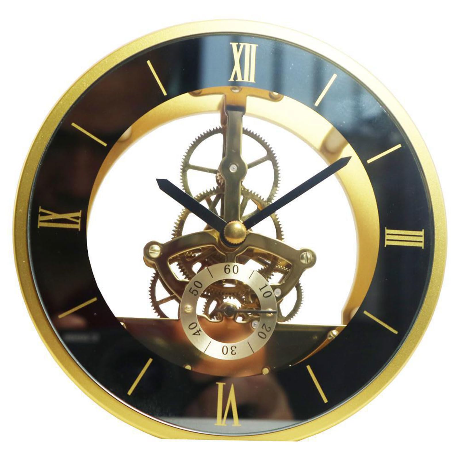 YWLUUOO Retro Gear Wall Clock Movement Round Decorative Table Clock Metal Perspective Movement Wall Accessory Clocks Metal Perspective