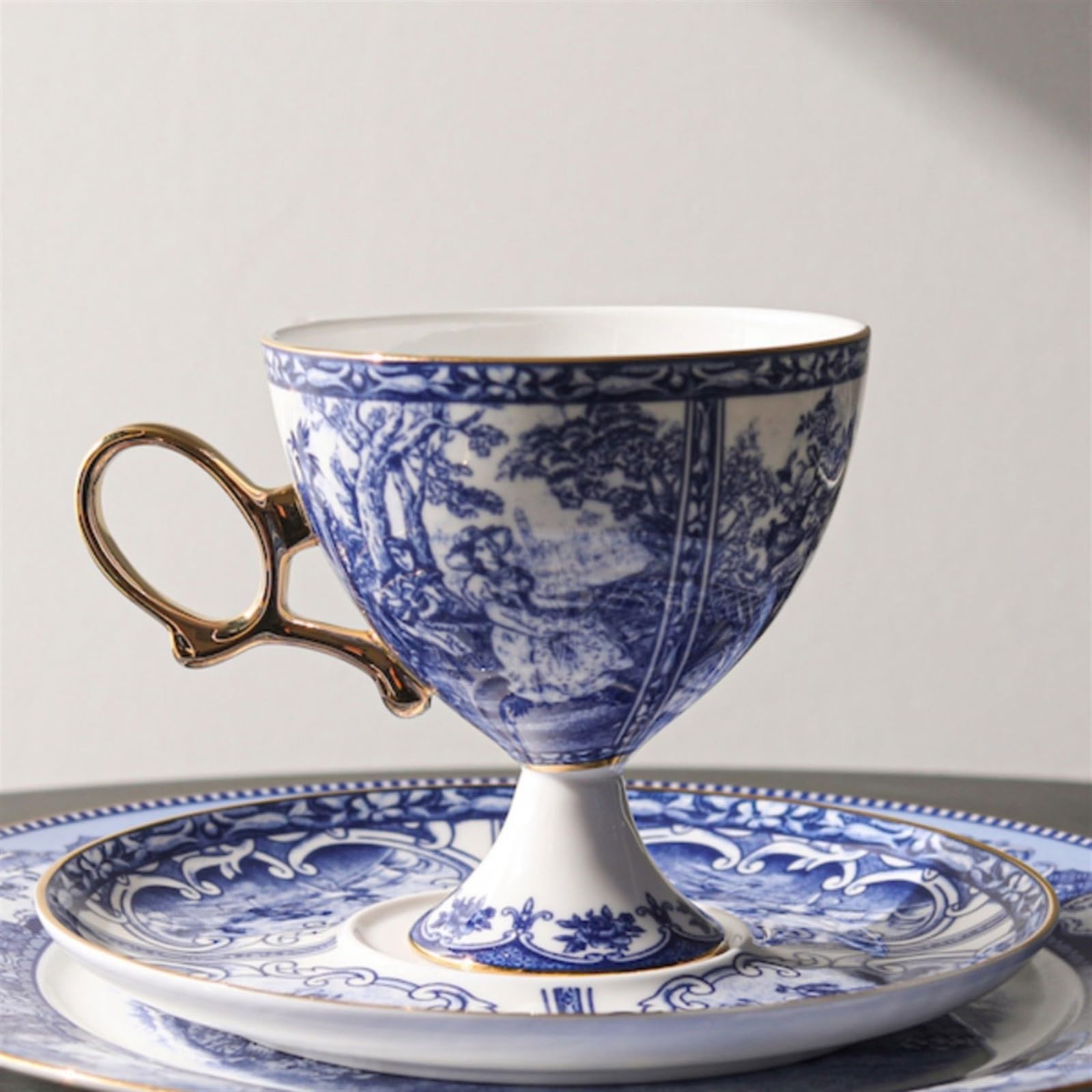 Nowoczesny styl Lekki luksusowy pałacowy porcelanowy kubek do kawy na popołudniową herbatę, ręcznie robiony kubek do gry w stylu vintage, prezent urodzinowy