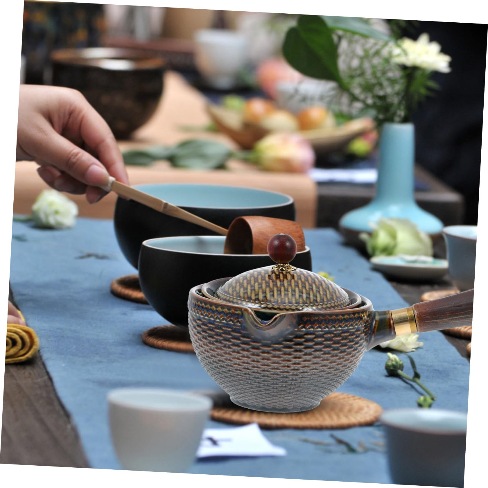 Homoyoyo Tetera y Efecto Filtrante Resistente al Calor Marrón de Cerámica Filtro para Preparar Infusiones y Té Kung Fu en Casa
