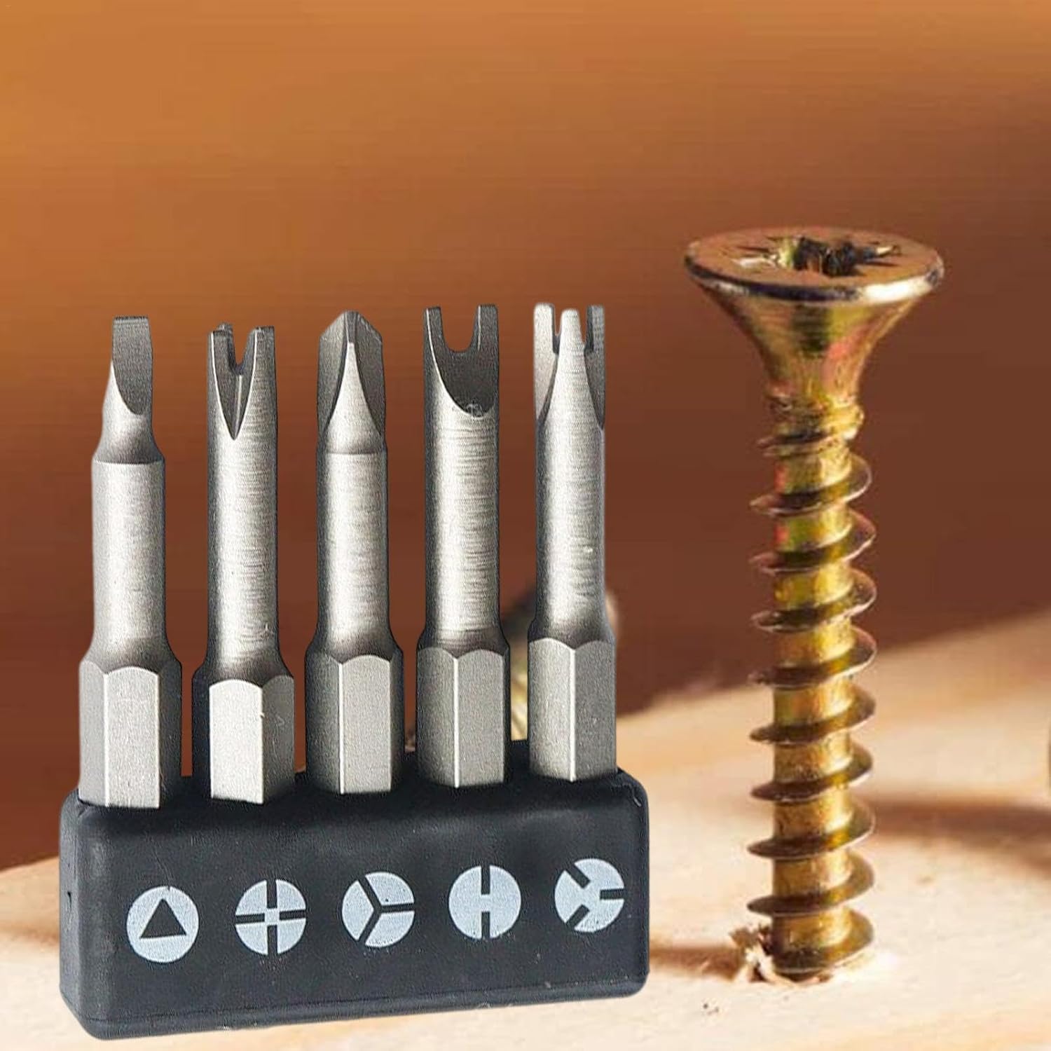 Screwdriver Bits - 5 Chrome Vanadium Steel Drill Driver Bit Kit, Sturdy Drill Screwdriver Bit Set | U-Shaped Y-Type Triangle Inner Crosss Three Points Screwdriver Bit Tool for Home, Workers
