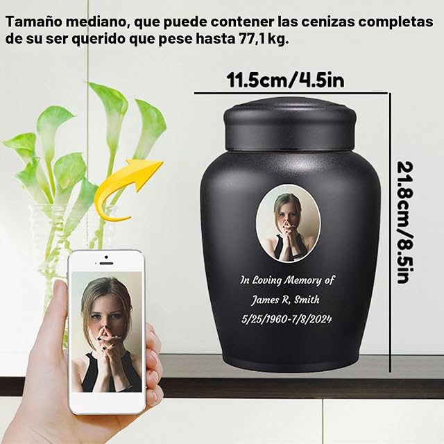 Foto 4 de 7 de WXMYOZR Foto Personalizado urnas para Cenizas humanas Personalizable
