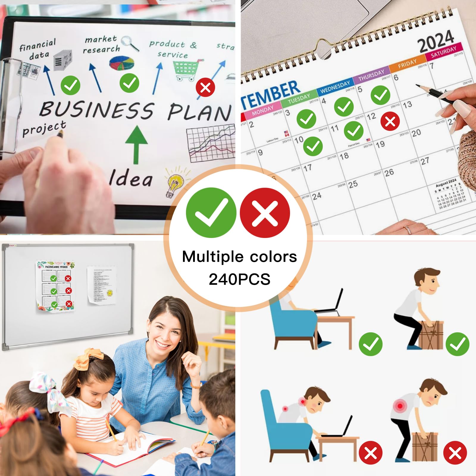 Set Check Mark Icons. Green Tick And Red Cross Checkmarks In Two Variants Stock Vector - Illustration Of Grunge, Creative: 113459368