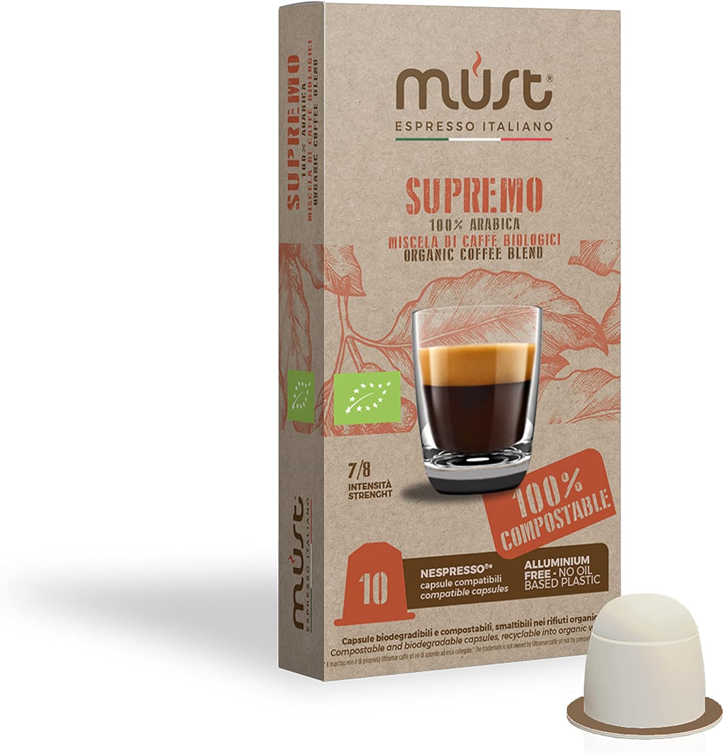 Must Espresso Plus Supremo Organic, Mycotoxin Free, Coffee Capsules
