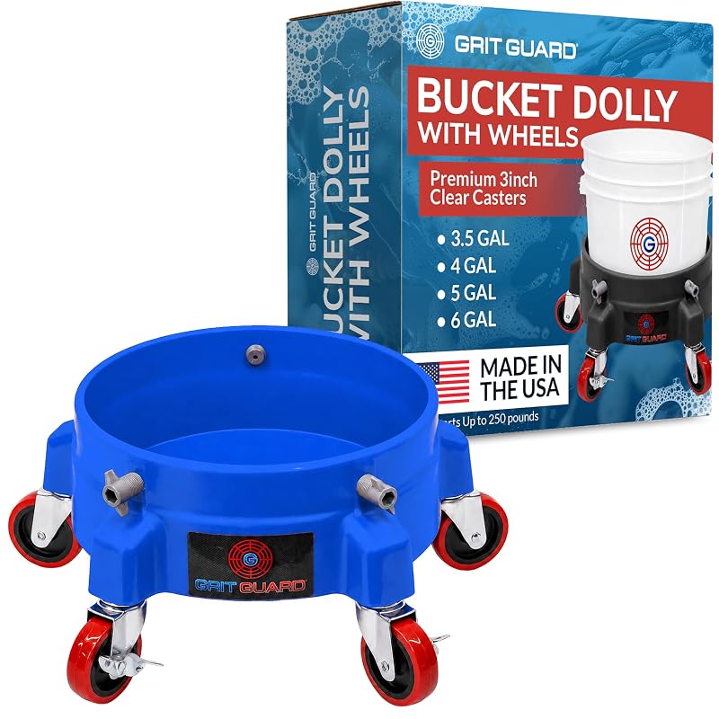 Suporte com Rodas para Balde de Lavagem Automotiva Grit Guard GGBD-VAR Azul com 5 Rodízios de 7,6 cm