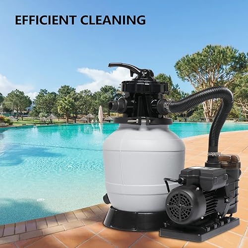 Miniatura 8 de VINGLI Filtro de piscina de arena tanque de 12 pulgadas con una bomba de piscina de 12 HP de 115 V, temporizador de 24 horas, bomba de piscina sobre