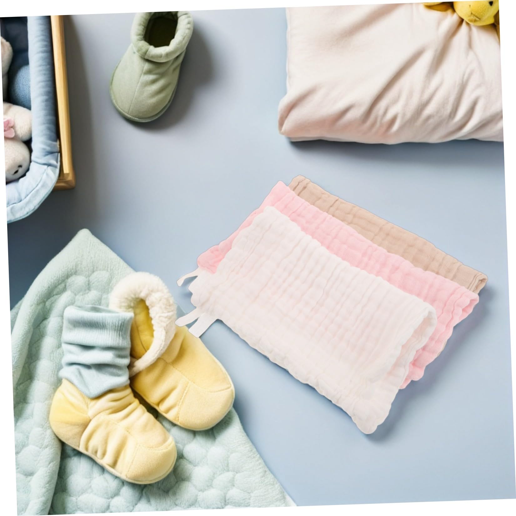 Toyvian 18 Pollici Asciugamano Viso per Neonato in Cotone a Sei Strati, 25x25 Cm, Assorbente e Lavabile in Lavatrice, per Genitori e Borsa per Pannolini
