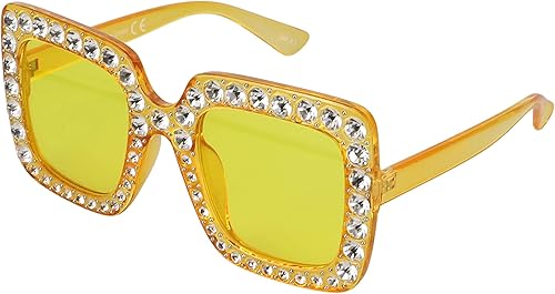 Gafas de sol de gran tamaño con marco cuadrado con diamantes de imitación para mujer