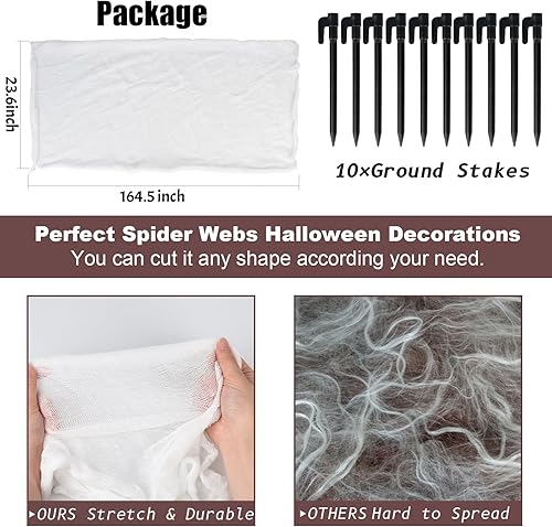 Miniatura 6 de Telaraña para decoración de Halloween al aire libre  Decoración gigante de telaraña elástica de Halloween  Malla de araña a granel  Cortar tus
