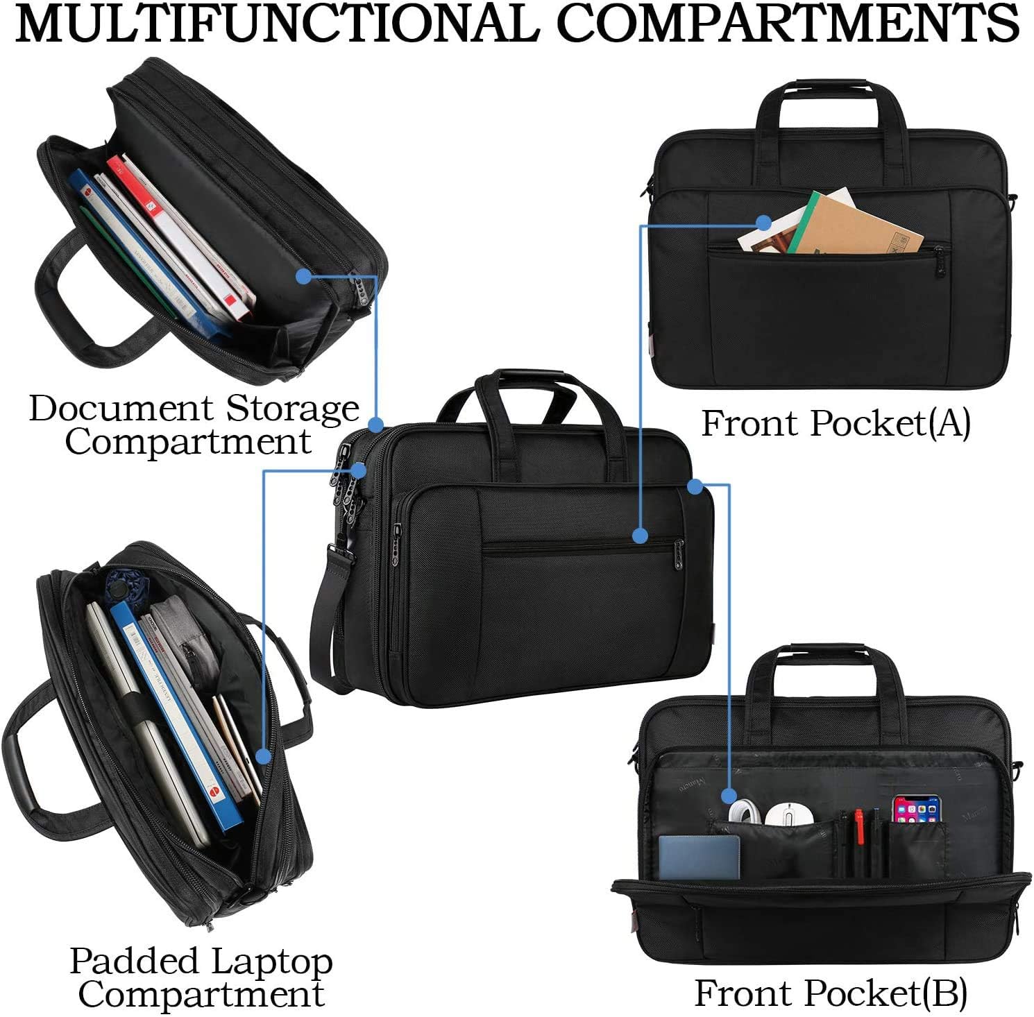 Hottest Sale 17 Inch Laptop Bag, Large Business Briefcase for Men Women, Taygeer Travel Laptop Case Shoulder Bag, Waterproof Expandable Computer Messenger Bag, Durable Carrying Case Fits 17 in Laptop and Notebook