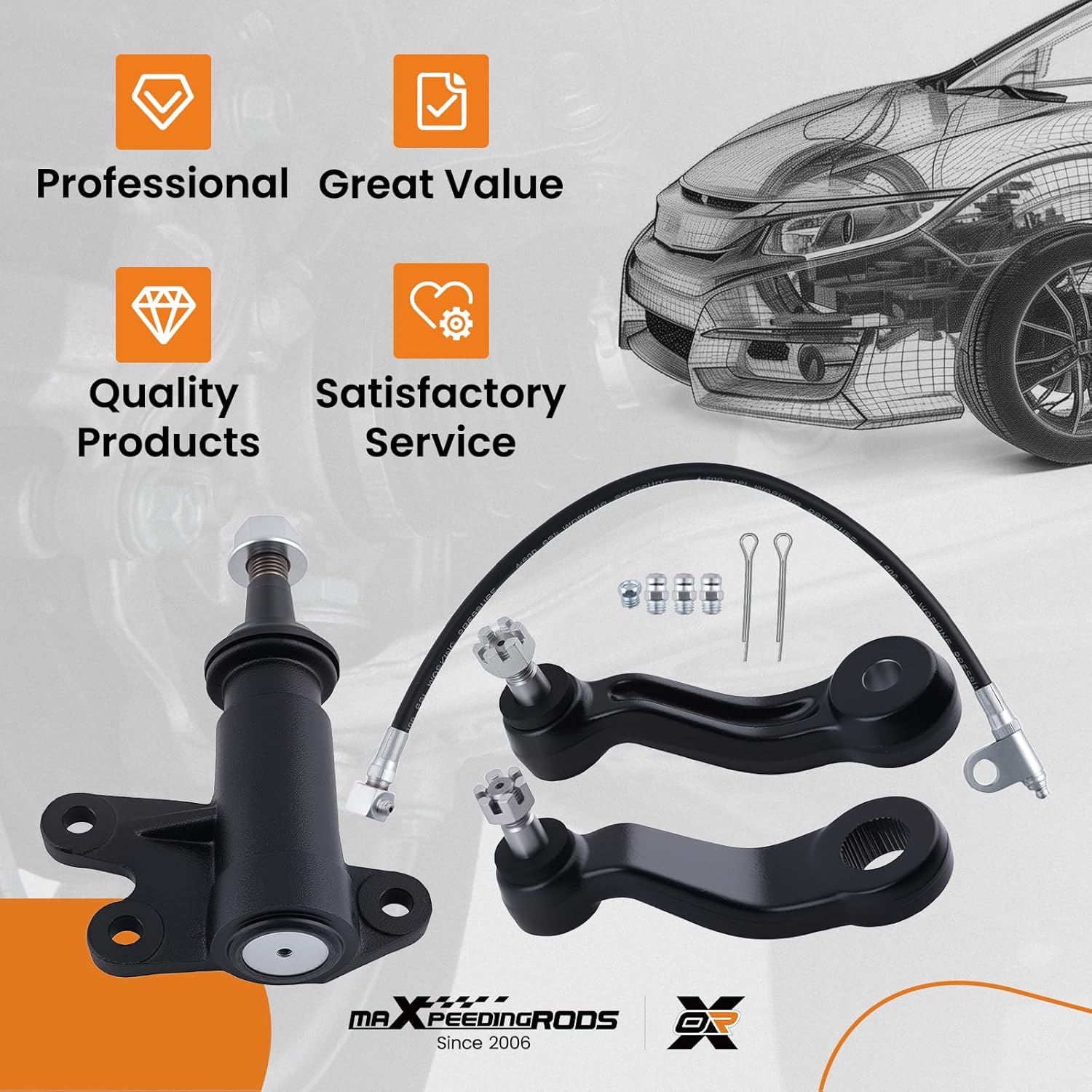 maXpeedingrods 3Pc Front Idler & Pitman Arm Kit for Chevy Tahoe Blazer GMC Yukon C1500 C2500 C3500 K1500 K2500 K3500 Cadillac Escalade 1993-2000, Steering Idler Arm Pitman Arm Idler Bracket Assembly