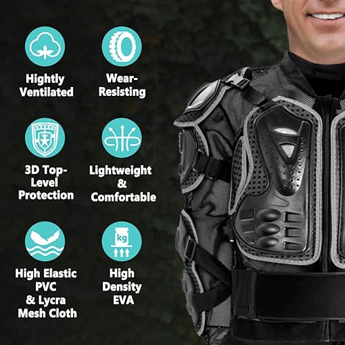 Miniatura 3 de Armadura de cuerpo completo para motocicleta, motocross y cuatrimoto, chaqueta protectora, para hombres y mujeres