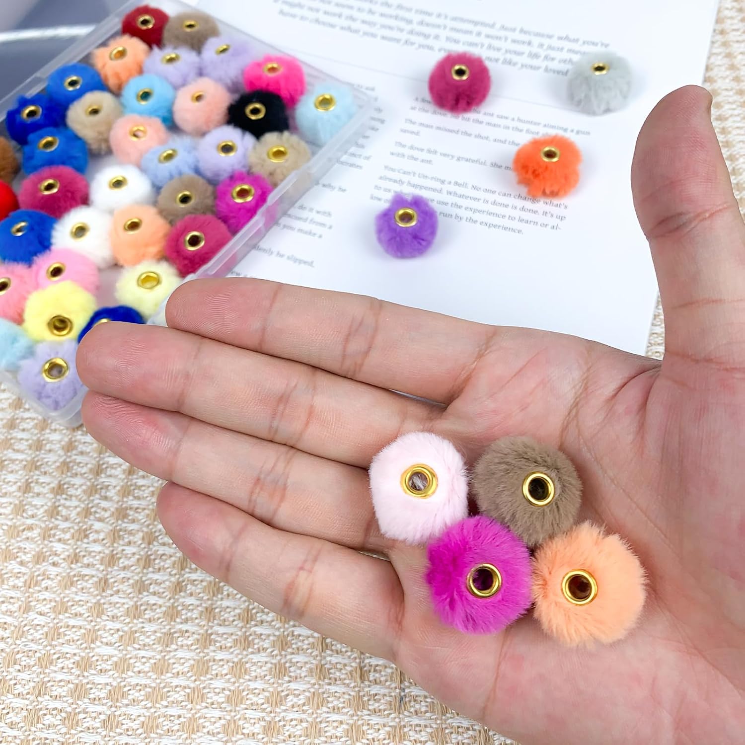 50 Pcs Fluffy Faux Fur Pom Beads Mlticolor Fuzzy Spacers Beads Soft Puff Bead for Pens Earrings Bracelets Jewelry Making Keychains DIY Crafts Projects - Image 5