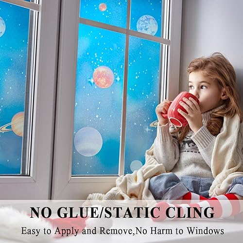 Vista 26 de Película de privacidad para ventana, geometría irregular blanca, película de vidrio no adhesiva, película de vidrio de adherencia estática, rechazo