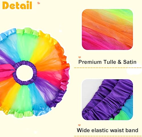 Miniatura 7 de IROLEHOME Disfraces de alas de mariposa para niñas, arco iris, mariposa, ropa de vestir, máscara de antena y tutú, regalos de fiesta