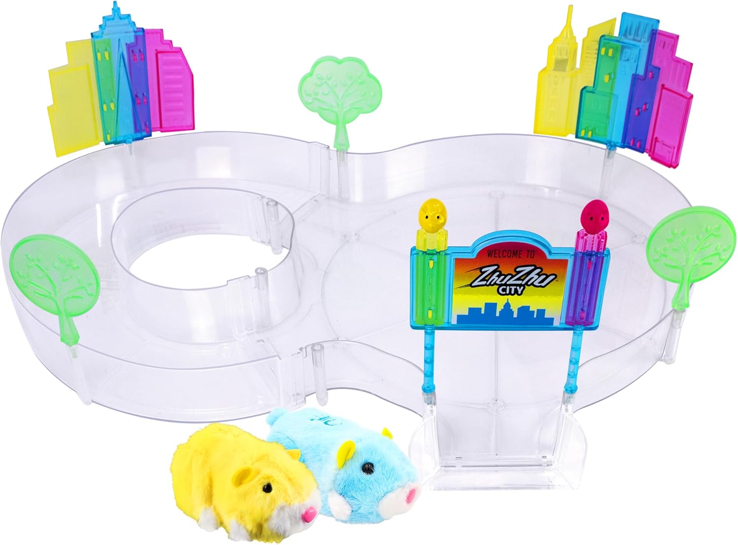 ZhuZhu City Downtown Starter Playset – Interactive Electronic Hamster Toy with Pipsqueak & Sophie – 40+ Sounds & Actions – Expandable Track Set Gift for Kids Ages 4+