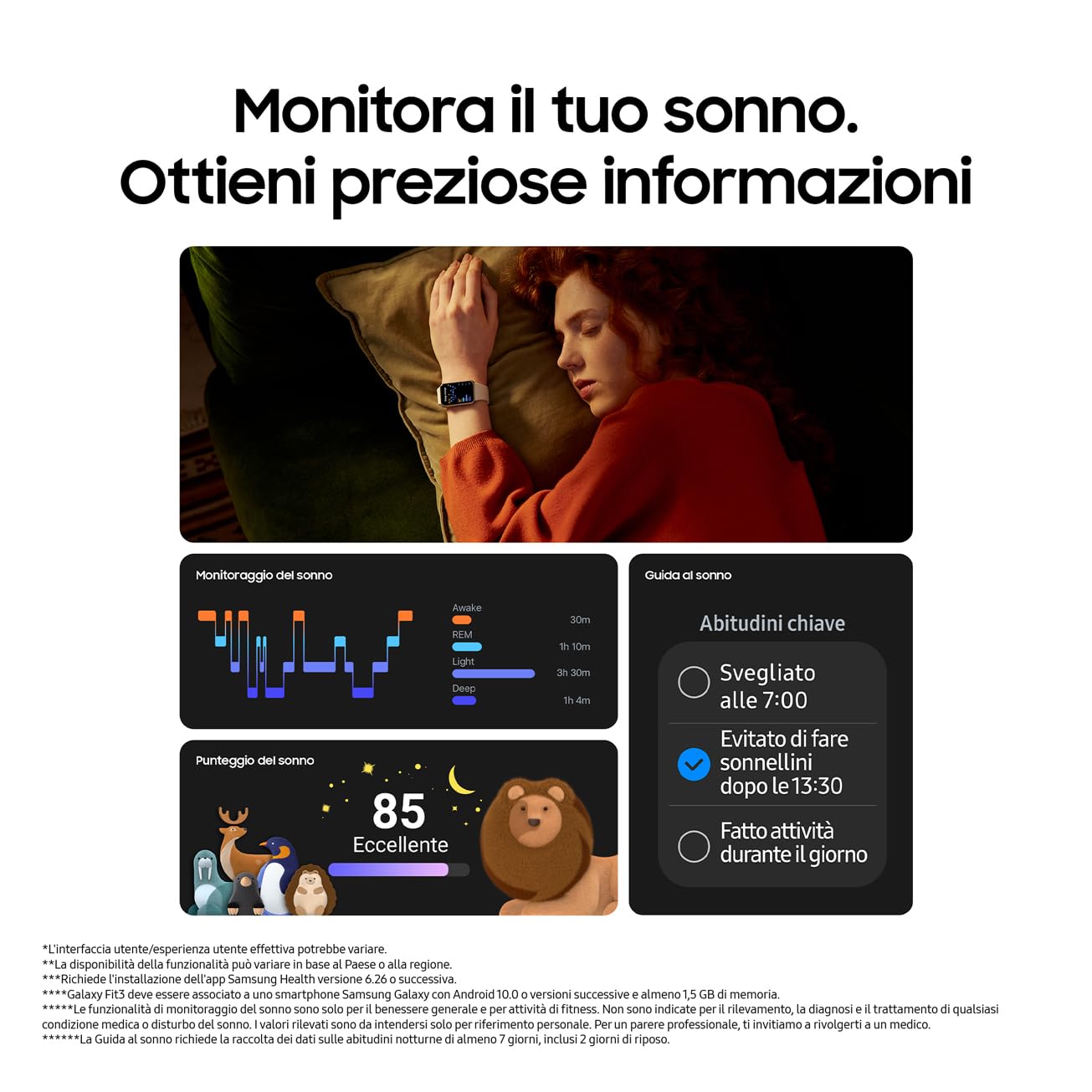 Samsung Galaxy Fit3 fitness band, batteria a lunga durata, rilevamento cadute/SOS, barometro, IP68, monitoraggio sonno, oltre 100 esercizi, gestione notifiche/musica, Gray [Versione italiana]