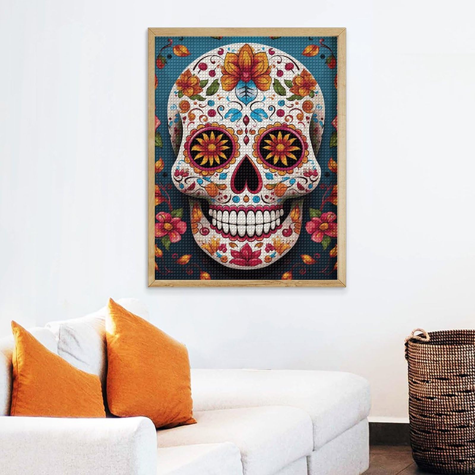 Kit Diamond Painting Adulti – Scheletro A Candela 60x60 Cm, Tela Full Drill Quadrata 5D Per Decorazione