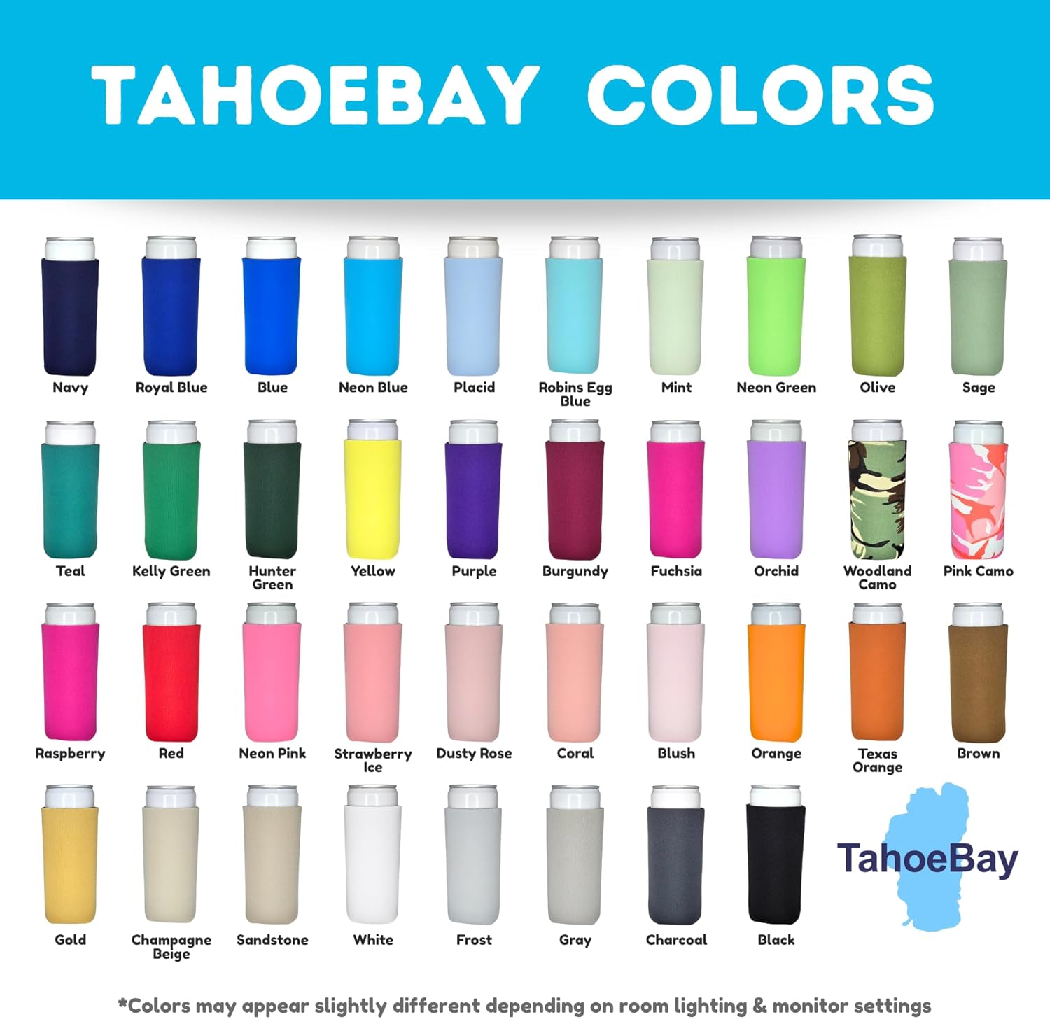 TahoeBay Slim Neoprene Can Cooler Sleeves (25-Pack) Skinny Tall Cans 12 Oz Bulk Thin Seltzer Fit Sublimation Blanks for Vinyl Plain Blank Beer Bottles Black White Solid Color (Black) - Image 5