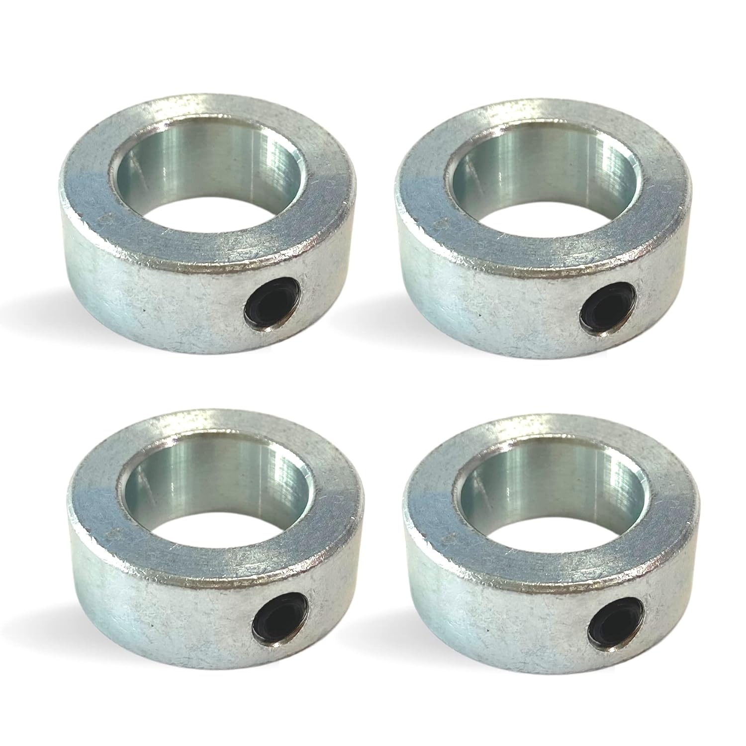 (4-Pack) 1” Bore Solid Steel Shaft Collars with Zinc Plated Coating - Durable Shaft Collars Suitable for Machinery and Industrial Use